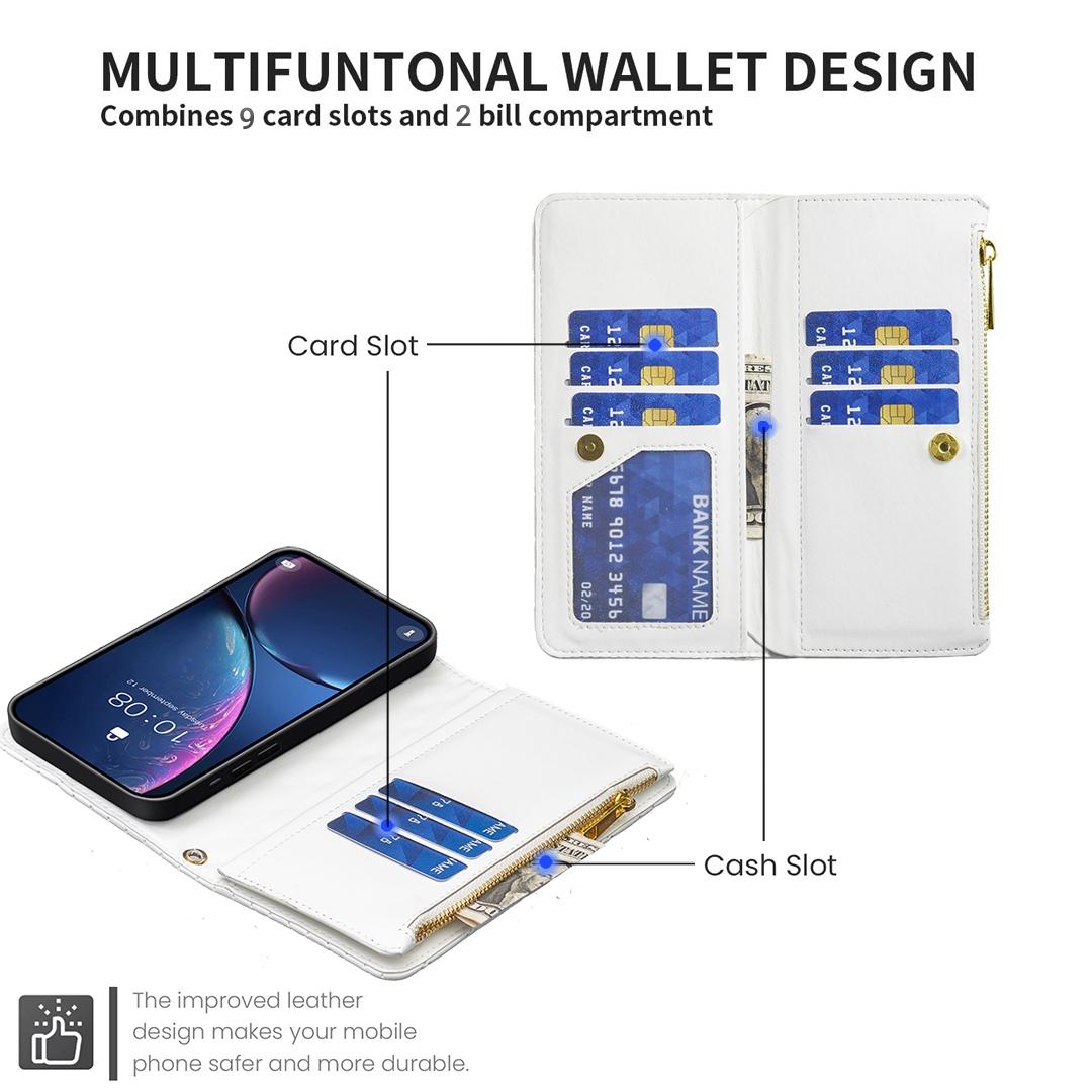 For Redmi 17 5G / 4G Global 170mm Diamond Lattice Zipper Wallet Leather Flip Phone Case(White)