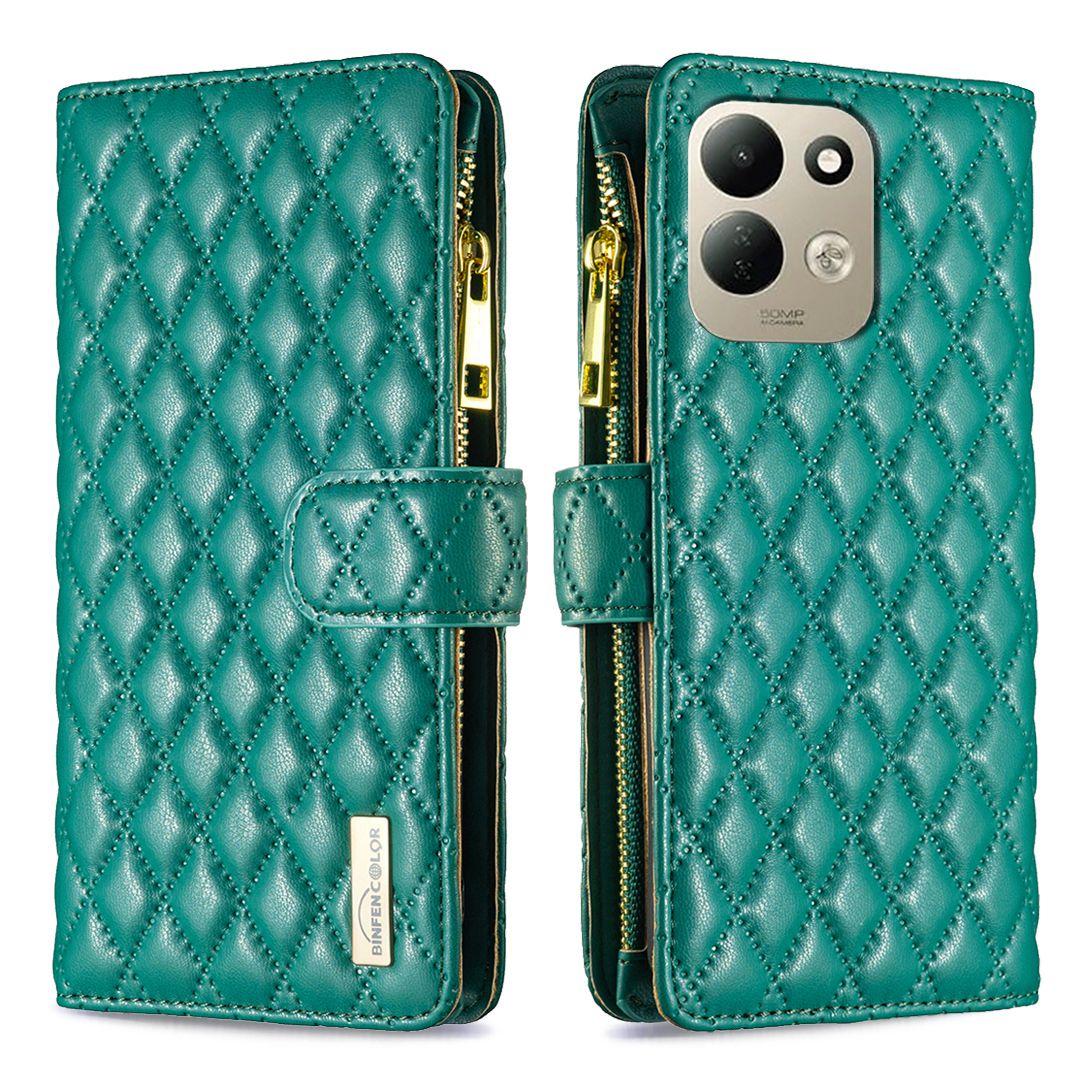 For Redmi 17 5G / 4G Global 170mm Diamond Lattice Zipper Wallet Leather Flip Phone Case(Green)