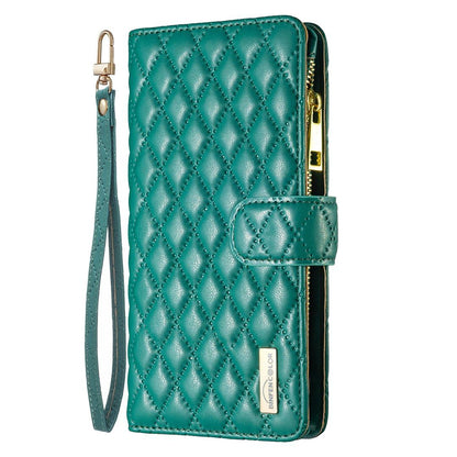 For Redmi 17 5G / 4G Global 170mm Diamond Lattice Zipper Wallet Leather Flip Phone Case(Green)