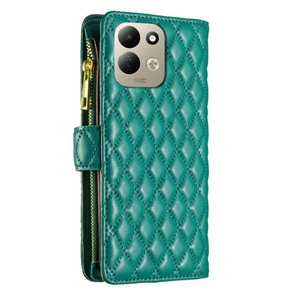 For Redmi 17 5G / 4G Global 170mm Diamond Lattice Zipper Wallet Leather Flip Phone Case(Green)