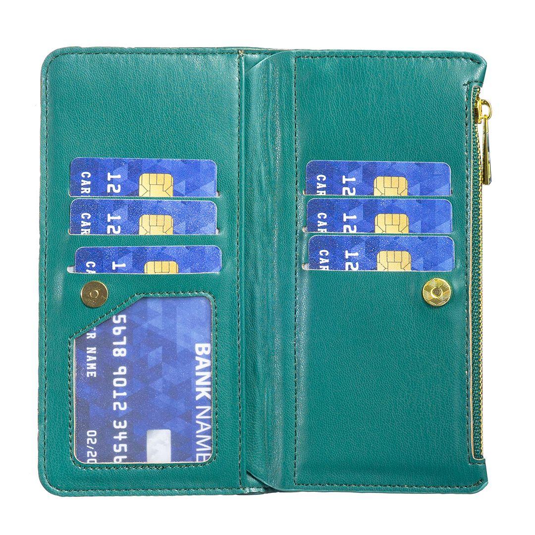 For Redmi 17 5G / 4G Global 170mm Diamond Lattice Zipper Wallet Leather Flip Phone Case(Green)