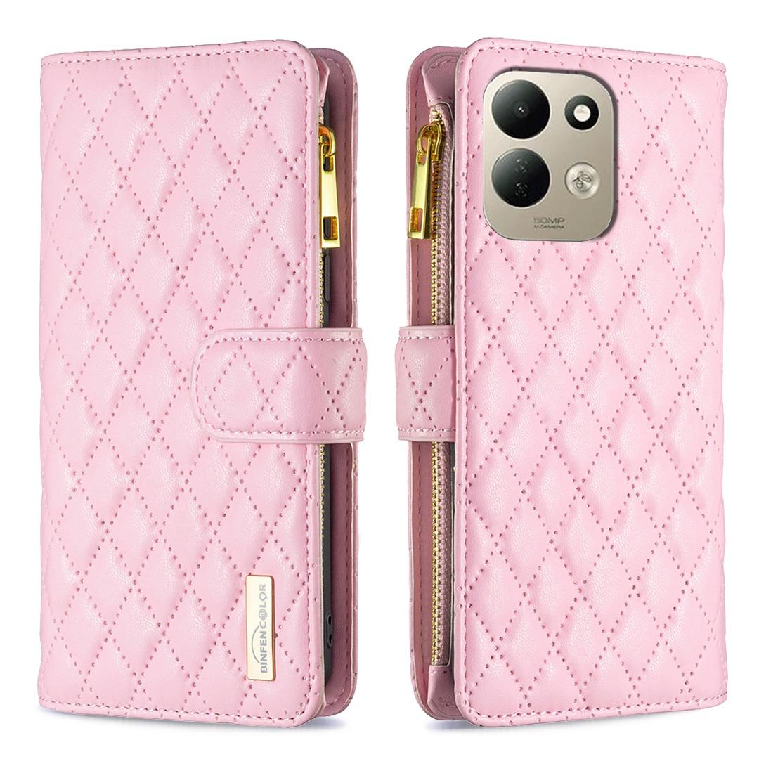 For Redmi 17 5G / 4G Global 170mm Diamond Lattice Zipper Wallet Leather Flip Phone Case(Pink)