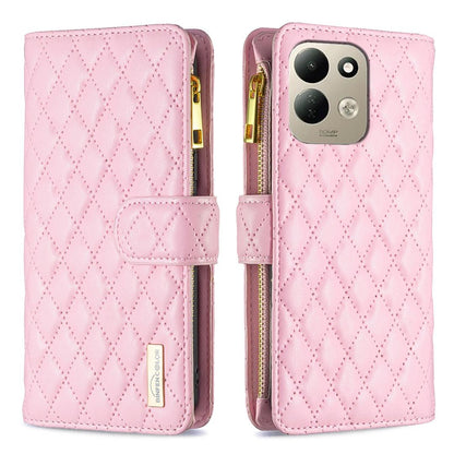 For Redmi 17 5G / 4G Global 170mm Diamond Lattice Zipper Wallet Leather Flip Phone Case(Pink)