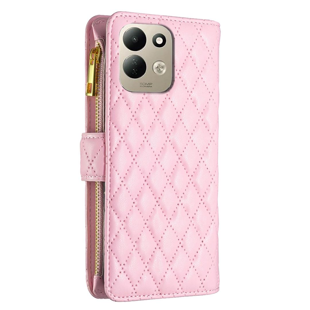 For Redmi 17 5G / 4G Global 170mm Diamond Lattice Zipper Wallet Leather Flip Phone Case(Pink)
