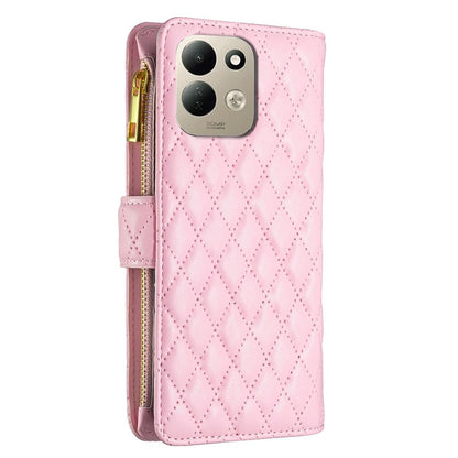 For Redmi 17 5G / 4G Global 170mm Diamond Lattice Zipper Wallet Leather Flip Phone Case(Pink)