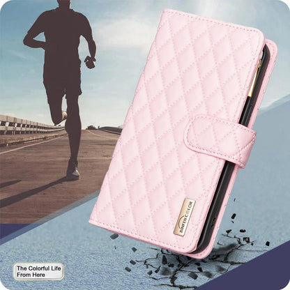 For Redmi 17 5G / 4G Global 170mm Diamond Lattice Zipper Wallet Leather Flip Phone Case(Pink)