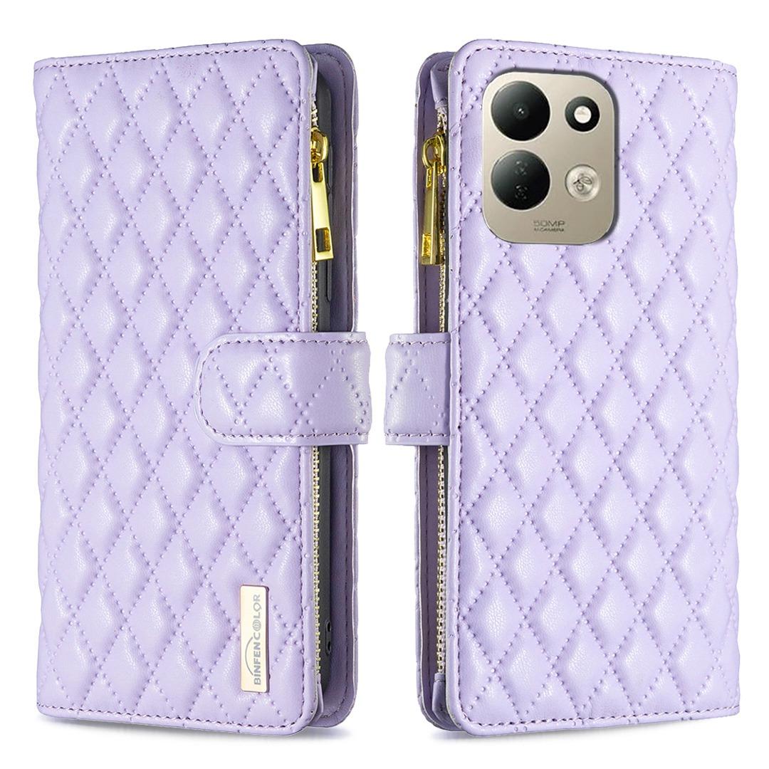 For Redmi 17 5G / 4G Global 170mm Diamond Lattice Zipper Wallet Leather Flip Phone Case(Purple)