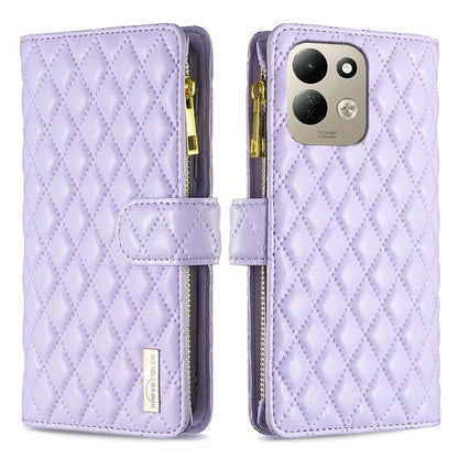 For Redmi 17 5G / 4G Global 170mm Diamond Lattice Zipper Wallet Leather Flip Phone Case(Purple)