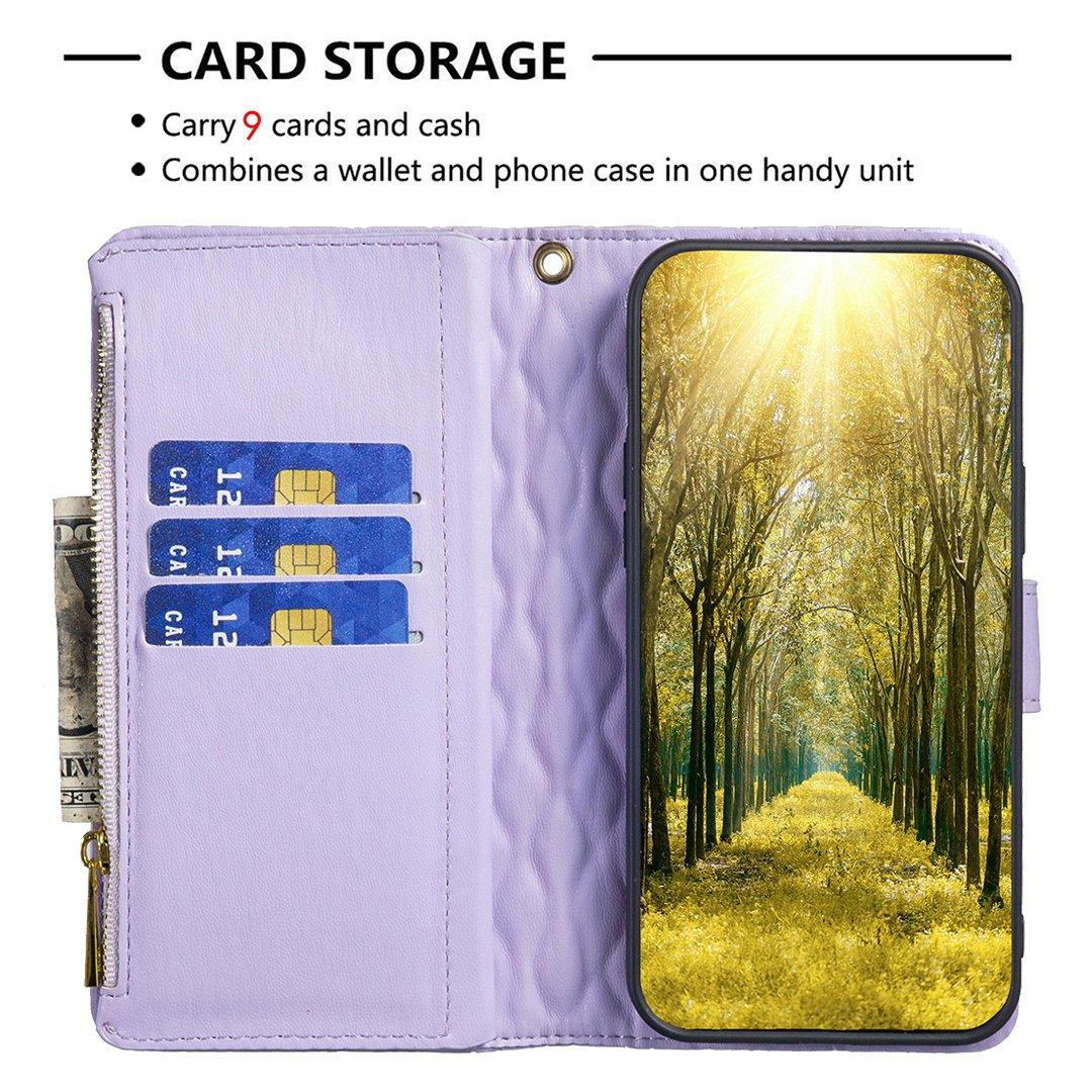 For Redmi 17 5G / 4G Global 170mm Diamond Lattice Zipper Wallet Leather Flip Phone Case(Purple)