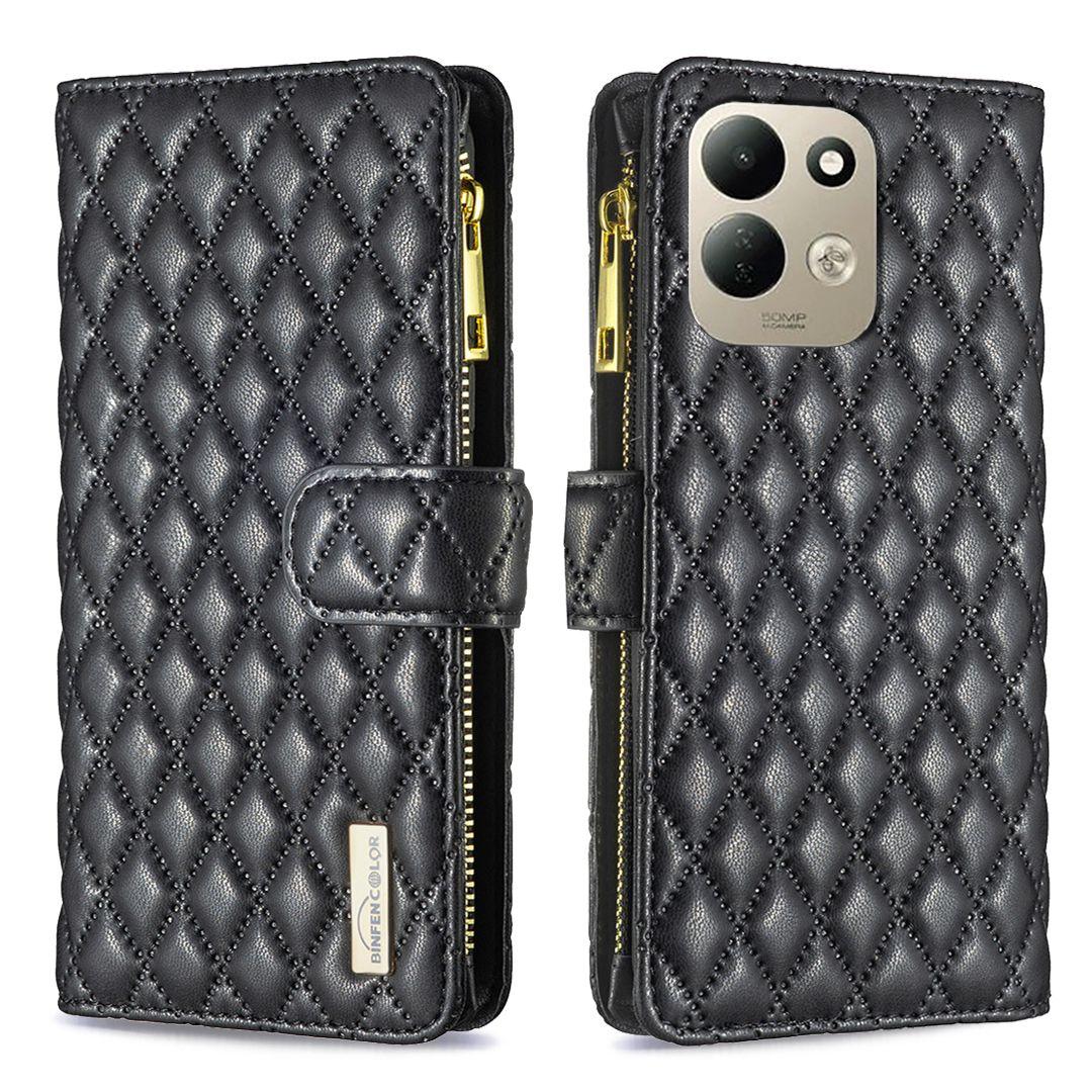 For Redmi 17 5G / 4G Global 170mm Diamond Lattice Zipper Wallet Leather Flip Phone Case(Black)