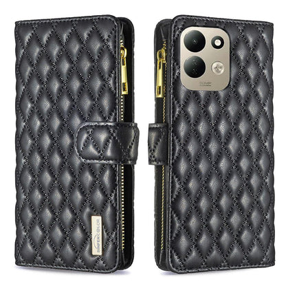 For Redmi 17 5G / 4G Global 170mm Diamond Lattice Zipper Wallet Leather Flip Phone Case(Black)