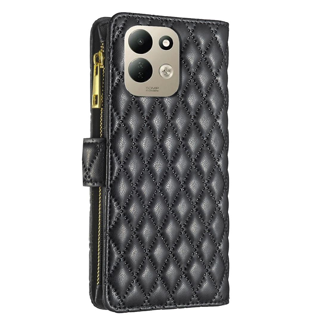 For Redmi 17 5G / 4G Global 170mm Diamond Lattice Zipper Wallet Leather Flip Phone Case(Black)