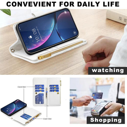 For Redmi Note 17 4G Global 171mm Diamond Lattice Zipper Wallet Leather Flip Phone Case(White)