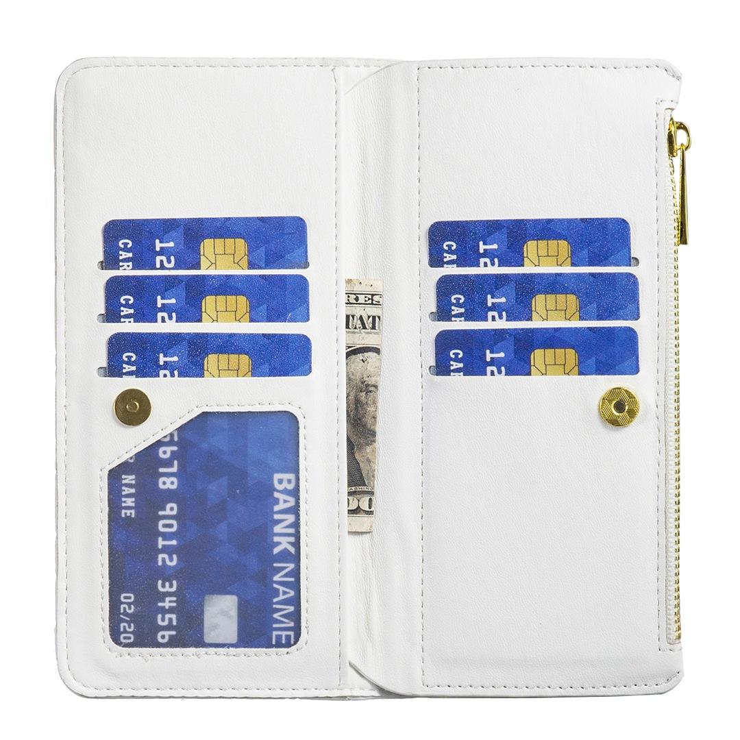 For Redmi Note 17 4G Global 171mm Diamond Lattice Zipper Wallet Leather Flip Phone Case(White)