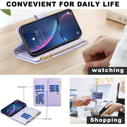 For Redmi Note 17 4G Global 171mm Diamond Lattice Zipper Wallet Leather Flip Phone Case(Purple)