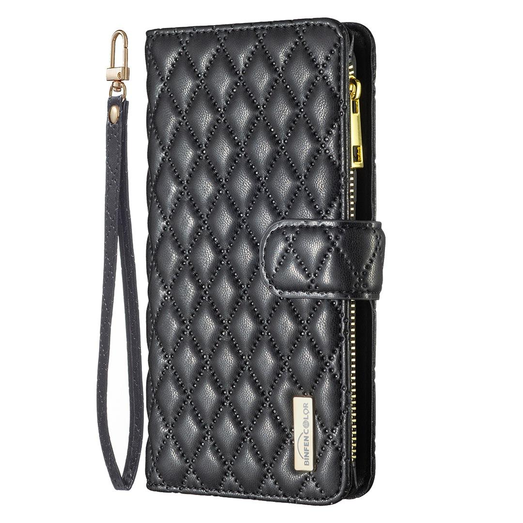 For Redmi Note 17 4G Global 171mm Diamond Lattice Zipper Wallet Leather Flip Phone Case(Black)