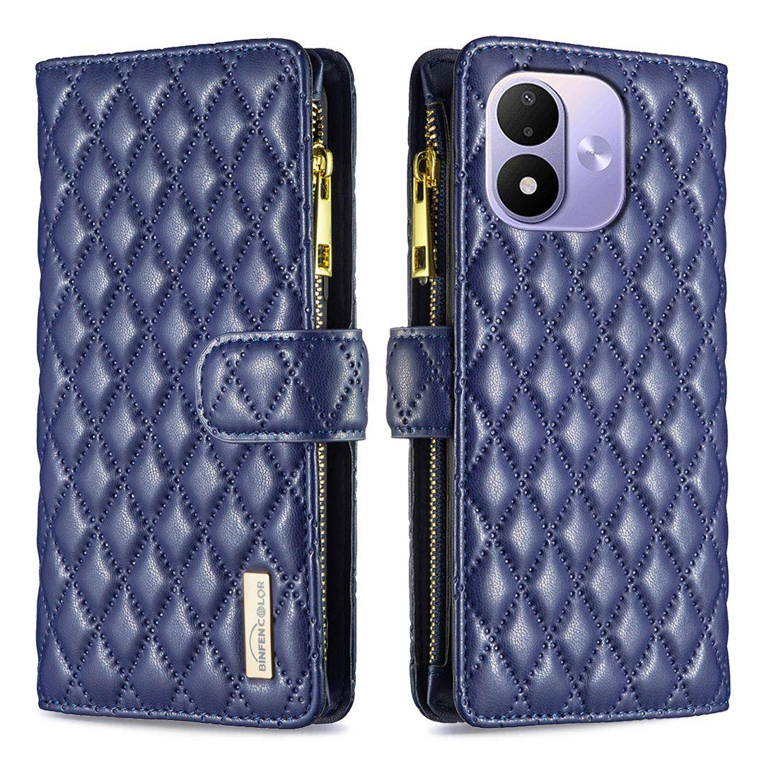 For Redmi Note 17 Pro 5G Global 163mm Diamond Lattice Zipper Wallet Leather Flip Phone Case(Blue)