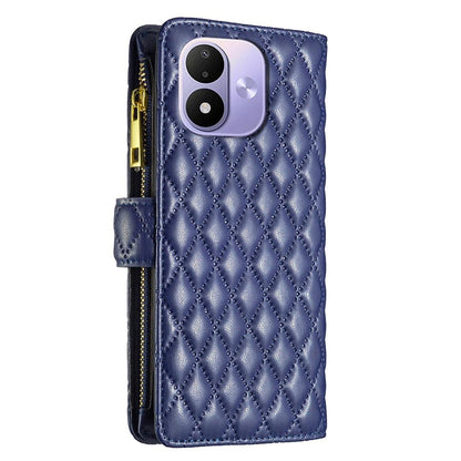 For Redmi Note 17 Pro 5G Global 163mm Diamond Lattice Zipper Wallet Leather Flip Phone Case(Blue)