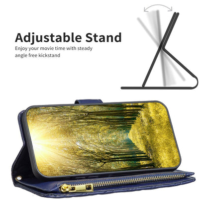 For Redmi Note 17 Pro 5G Global 163mm Diamond Lattice Zipper Wallet Leather Flip Phone Case(Blue)