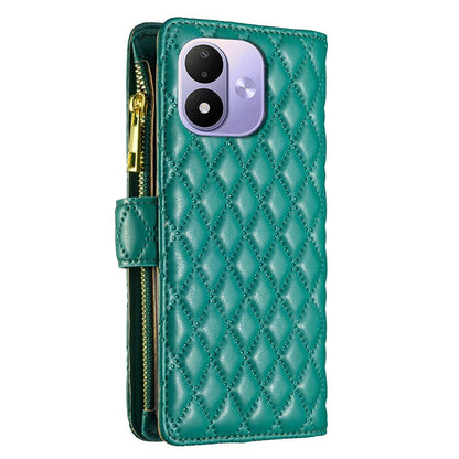 For Redmi Note 17 Pro 5G Global 163mm Diamond Lattice Zipper Wallet Leather Flip Phone Case(Green)