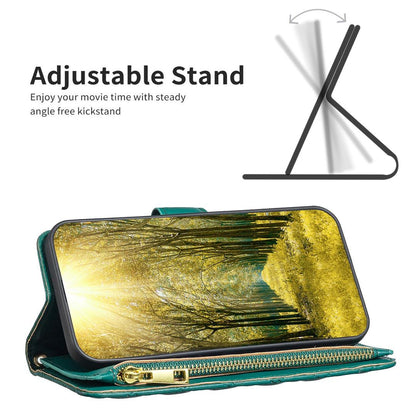 For Redmi Note 17 Pro 5G Global 163mm Diamond Lattice Zipper Wallet Leather Flip Phone Case(Green)