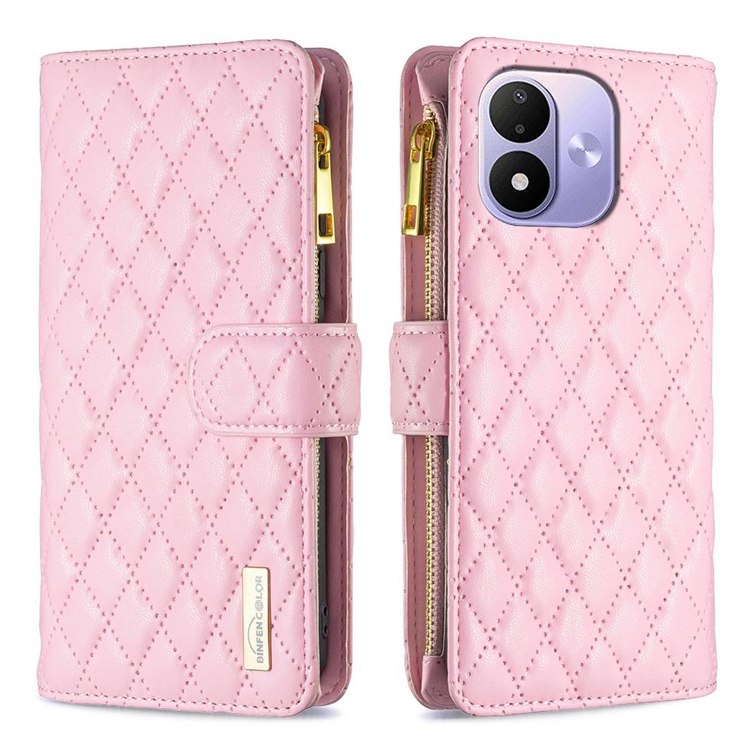 For Redmi Note 17 Pro 5G Global 163mm Diamond Lattice Zipper Wallet Leather Flip Phone Case(Pink)