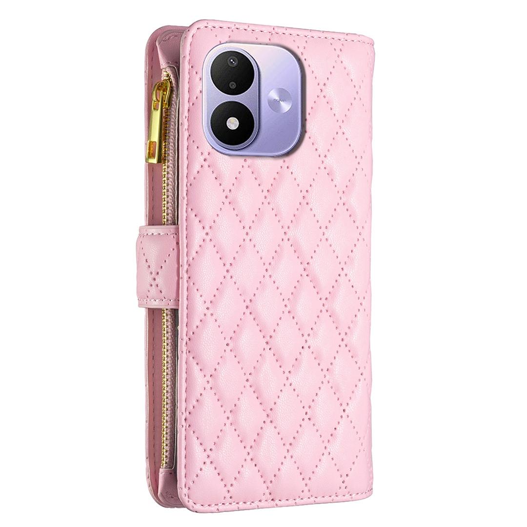 For Redmi Note 17 Pro 5G Global 163mm Diamond Lattice Zipper Wallet Leather Flip Phone Case(Pink)