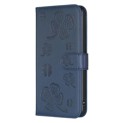 For Sony Xperia 1 VIII Four-leaf Embossed Leather Phone Case - Blue - EDA009735301B