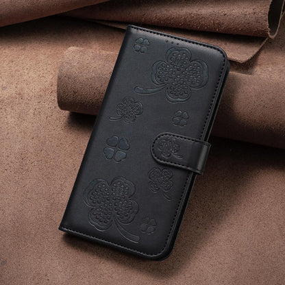 For Sony Xperia 1 VIII Four-leaf Embossed Leather Phone Case - Black - EDA009735301C