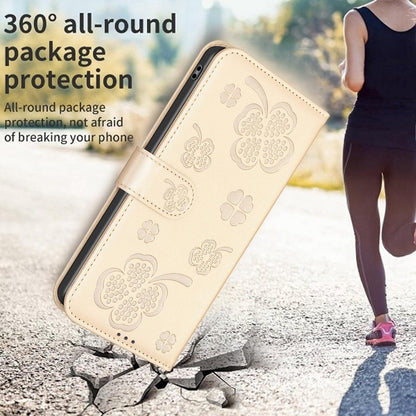 For Sony Xperia 1 VIII Four-leaf Embossed Leather Phone Case - Gold - EDA009735301E