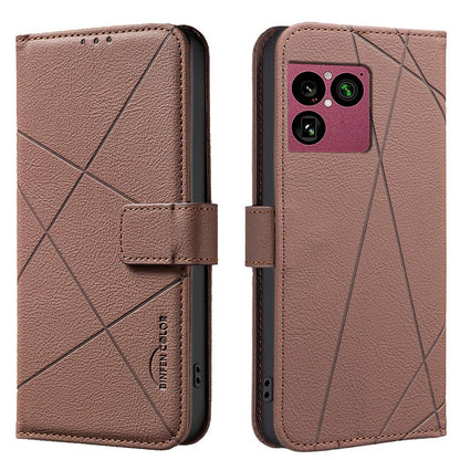 For Sony Xperia 1 VIII Geometric Pattern RFID Leather Phone Case - Brown - EDA009735401A
