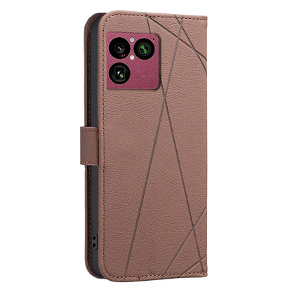 For Sony Xperia 1 VIII Geometric Pattern RFID Leather Phone Case - Brown - EDA009735401A