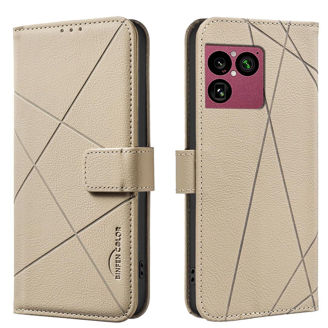 For Sony Xperia 1 VIII Geometric Pattern RFID Leather Phone Case - Beige - EDA009735401C