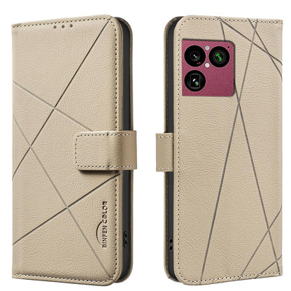 For Sony Xperia 1 VIII Geometric Pattern RFID Leather Phone Case - Beige - EDA009735401C
