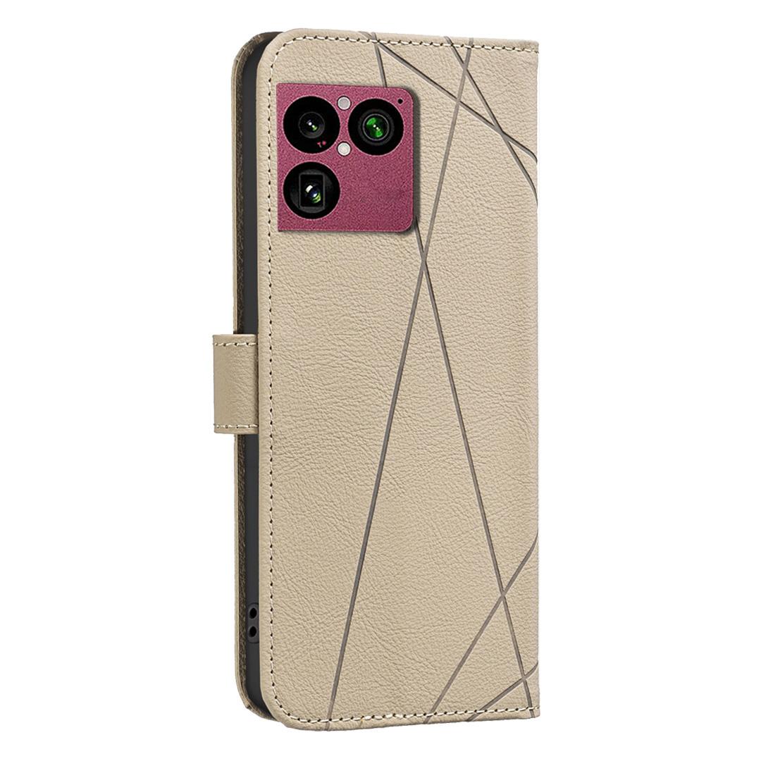 For Sony Xperia 1 VIII Geometric Pattern RFID Leather Phone Case - Beige - EDA009735401C