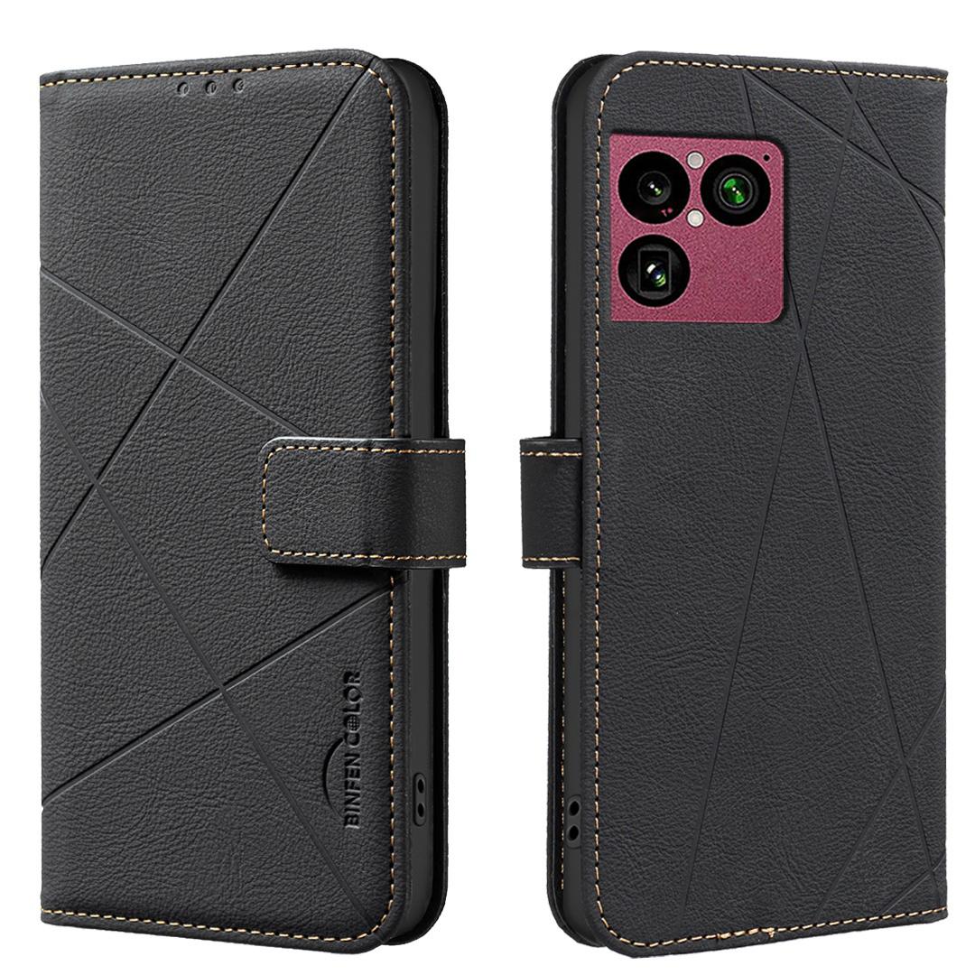 For Sony Xperia 1 VIII Geometric Pattern RFID Leather Phone Case - Black - EDA009735401E