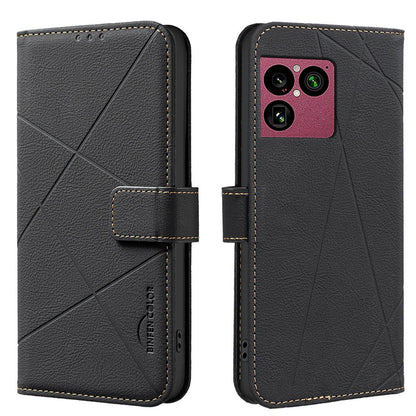 For Sony Xperia 1 VIII Geometric Pattern RFID Leather Phone Case - Black - EDA009735401E