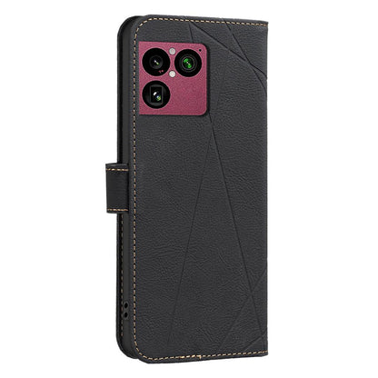 For Sony Xperia 1 VIII Geometric Pattern RFID Leather Phone Case - Black - EDA009735401E