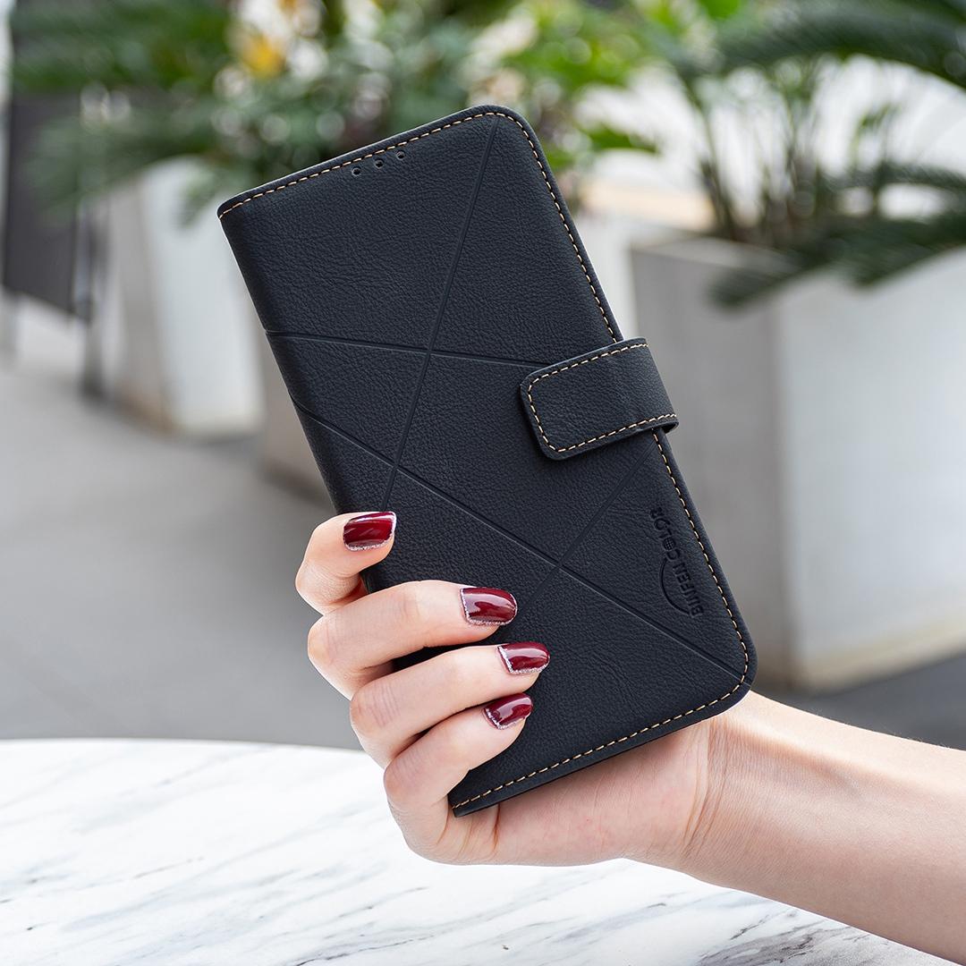 For Sony Xperia 1 VIII Geometric Pattern RFID Leather Phone Case - Black - EDA009735401E