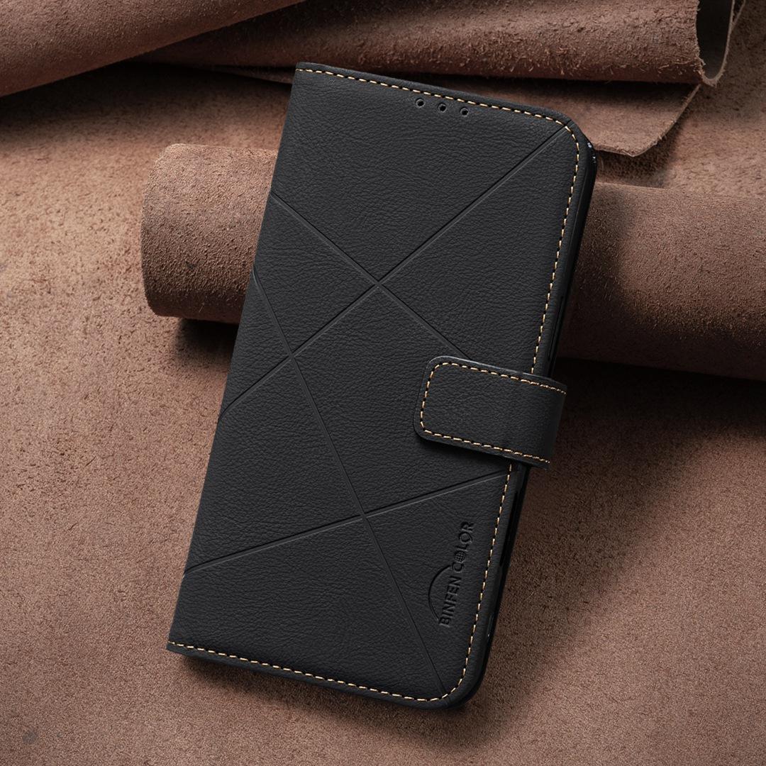 For Sony Xperia 1 VIII Geometric Pattern RFID Leather Phone Case - Black - EDA009735401E
