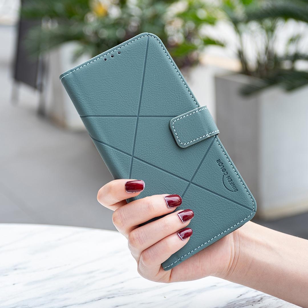 For Sony Xperia 1 VIII Geometric Pattern RFID Leather Phone Case - Green - EDA009735401F