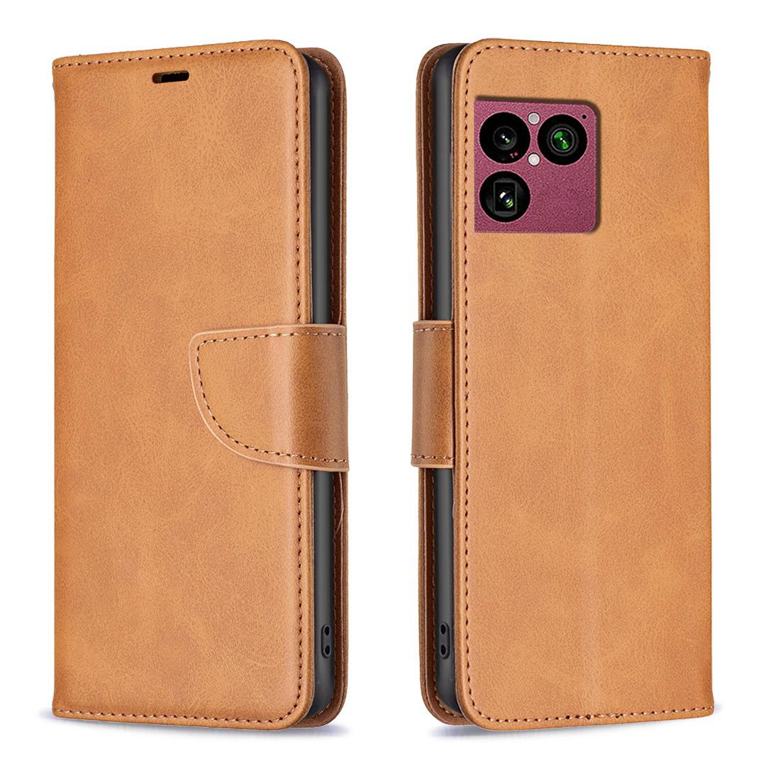 For Sony Xperia 1 VIII Lambskin Texture Pure Color Flip Leather Phone Case - Yellow - EDA009736001A