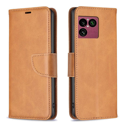 For Sony Xperia 1 VIII Lambskin Texture Pure Color Flip Leather Phone Case - Yellow - EDA009736001A