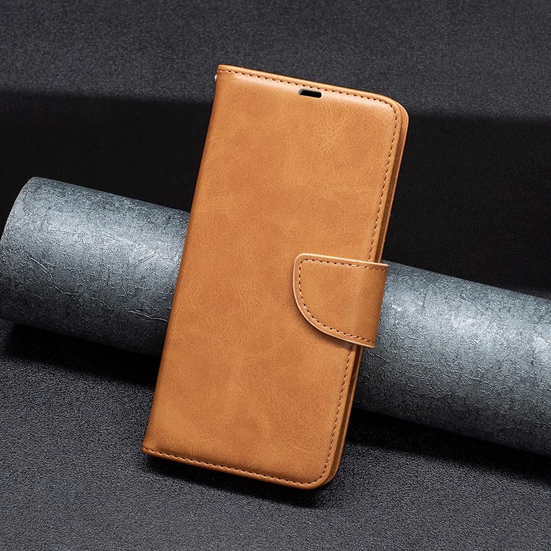 For Sony Xperia 1 VIII Lambskin Texture Pure Color Flip Leather Phone Case - Yellow - EDA009736001A