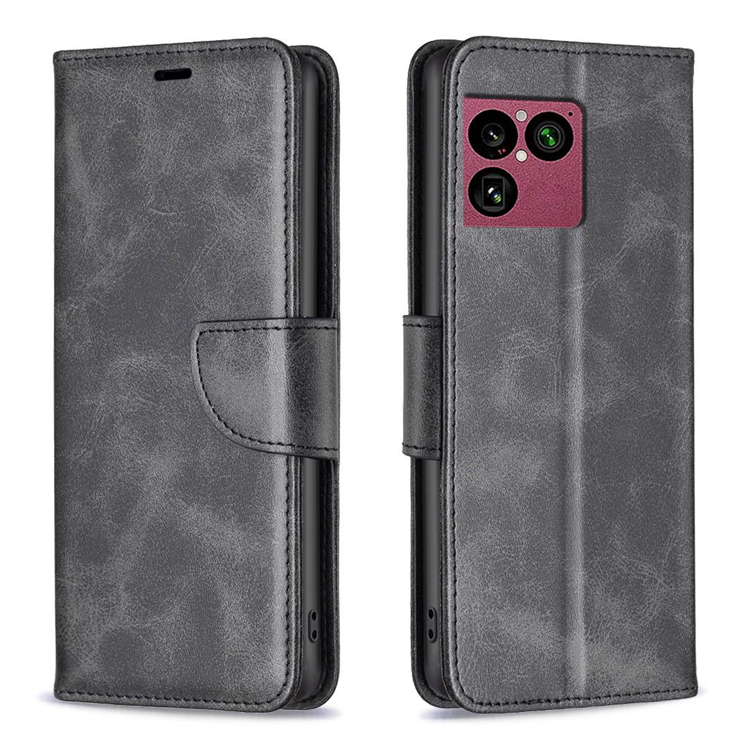 For Sony Xperia 1 VIII Lambskin Texture Pure Color Flip Leather Phone Case - Black - EDA009736001B