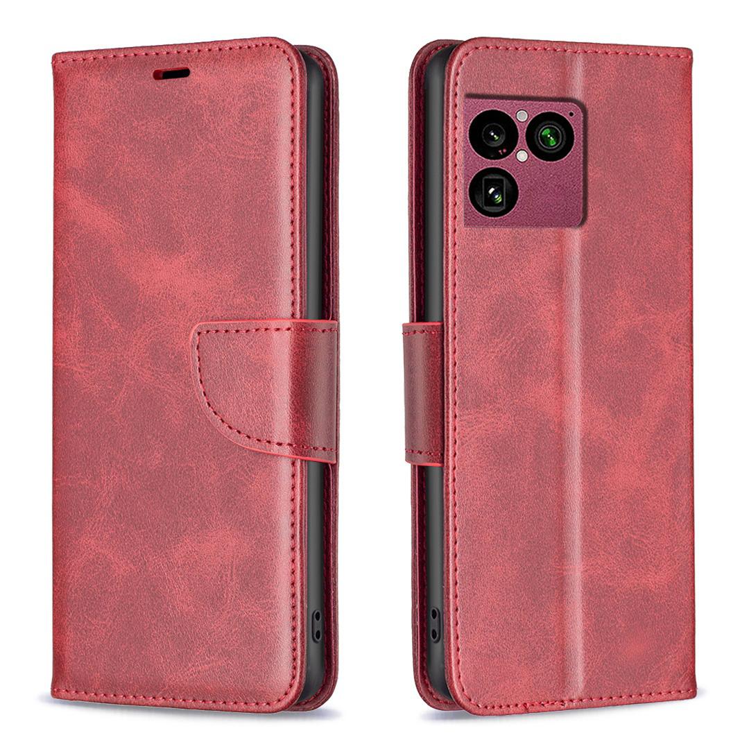 For Sony Xperia 1 VIII Lambskin Texture Pure Color Flip Leather Phone Case - Red - EDA009736001C
