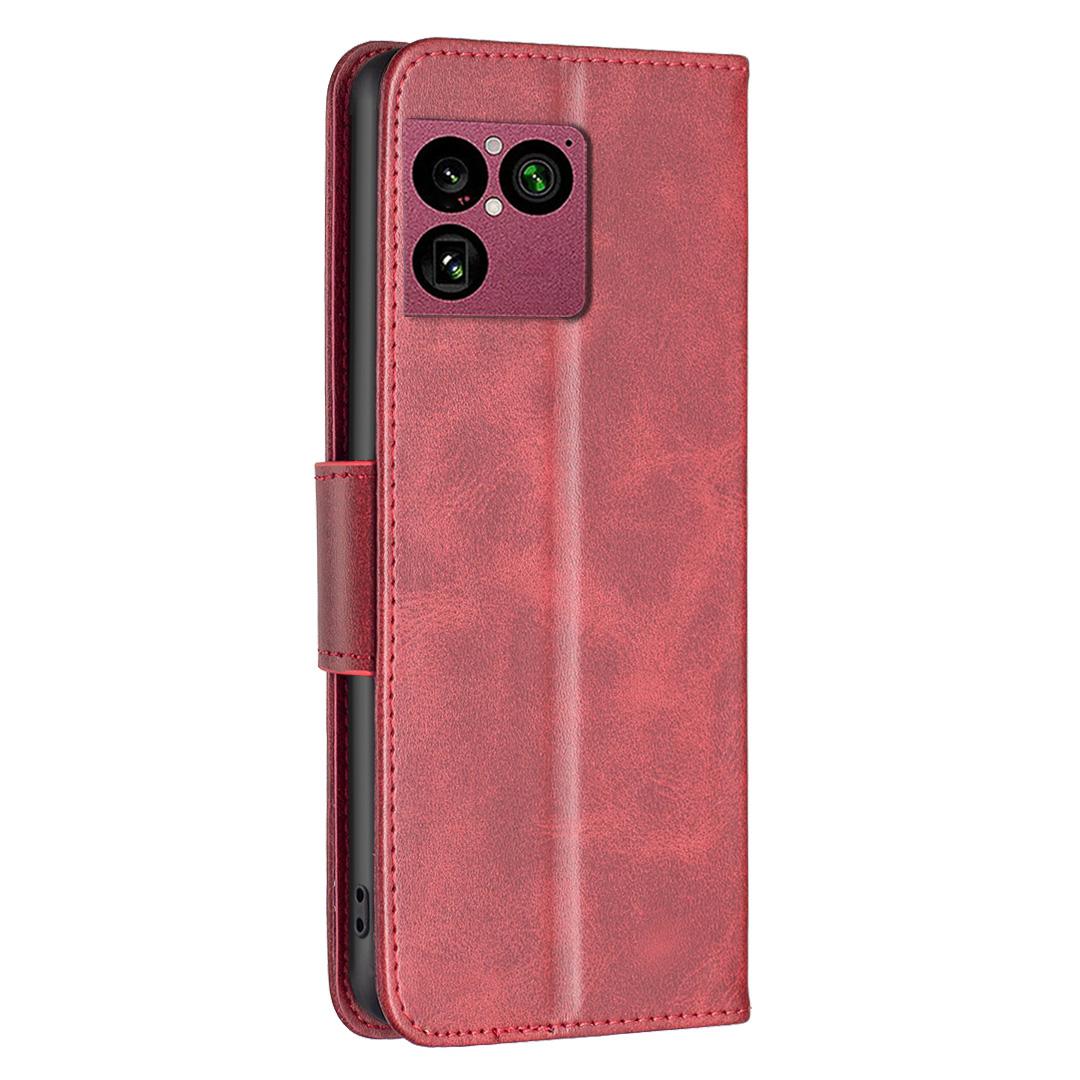 For Sony Xperia 1 VIII Lambskin Texture Pure Color Flip Leather Phone Case - Red - EDA009736001C