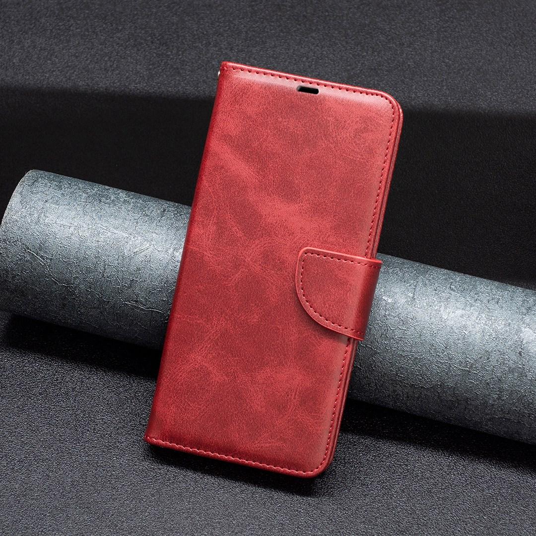 For Sony Xperia 1 VIII Lambskin Texture Pure Color Flip Leather Phone Case - Red - EDA009736001C