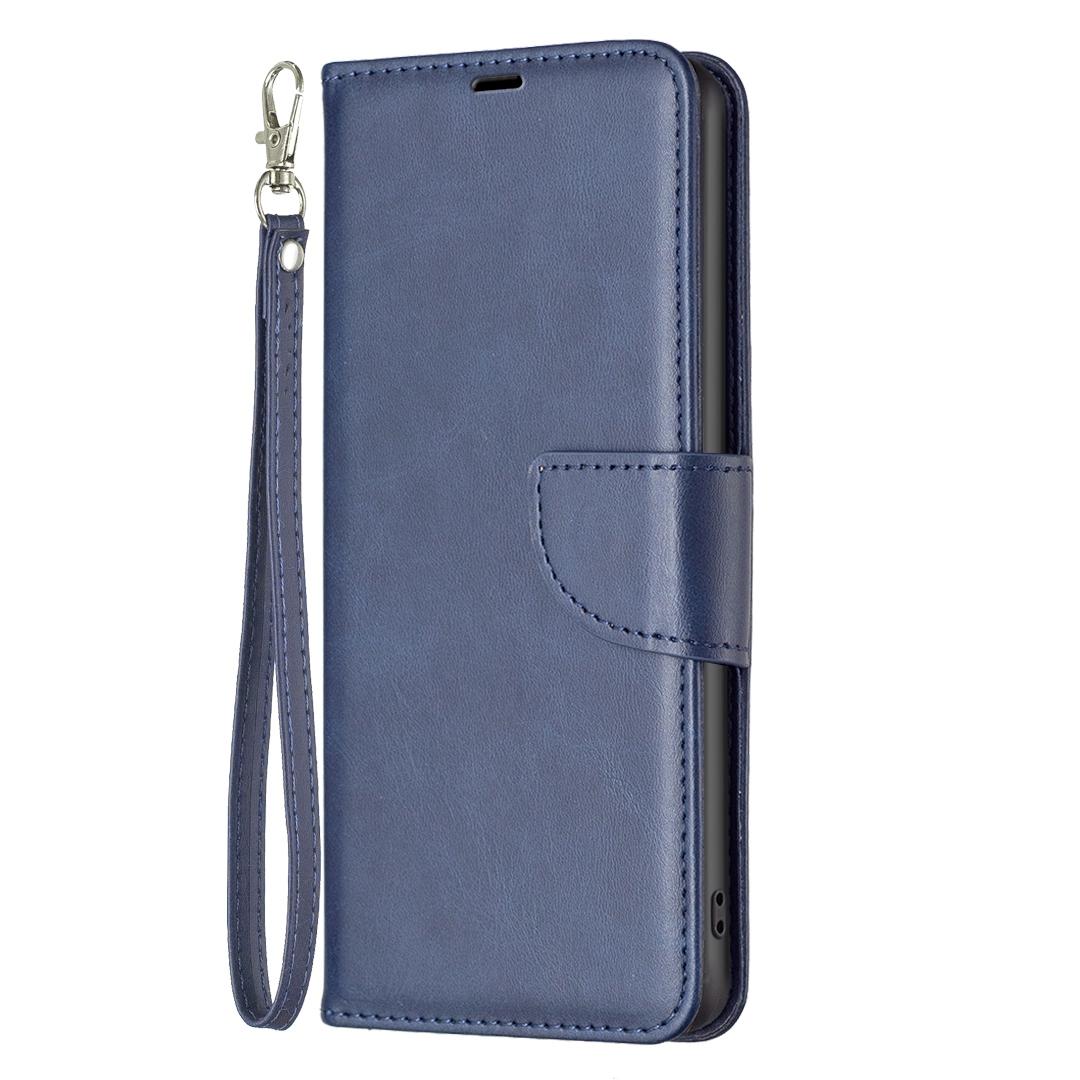 For Sony Xperia 1 VIII Lambskin Texture Pure Color Flip Leather Phone Case - Blue - EDA009736001D