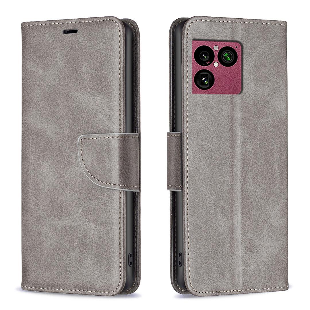 For Sony Xperia 1 VIII Lambskin Texture Pure Color Flip Leather Phone Case - Grey - EDA009736001E